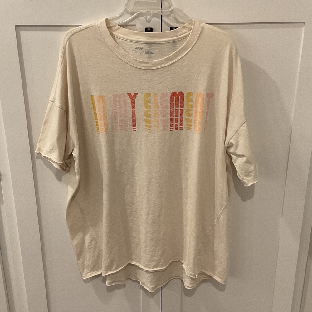 Cream Graphic Tee with Retro Text